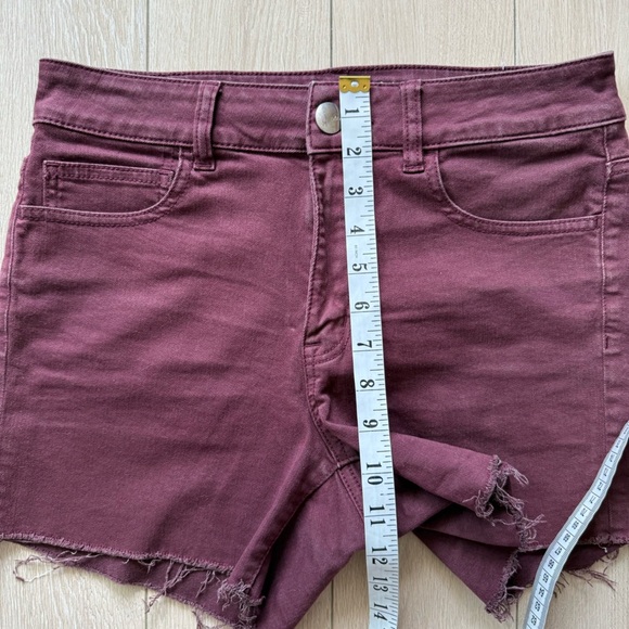 American Eagle High Rise Shortie Super Stretch Shorts in Burgundy Women’s Size 8 - Picture 6 of 9